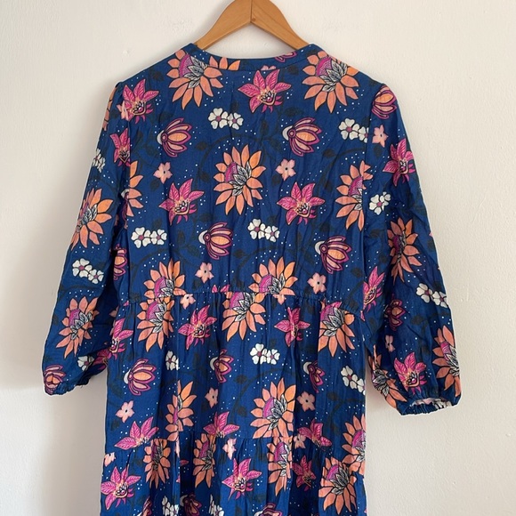 NWT Marine Layer Willow Midi Dress Blue Floral Size Large - Picture 7 of 9